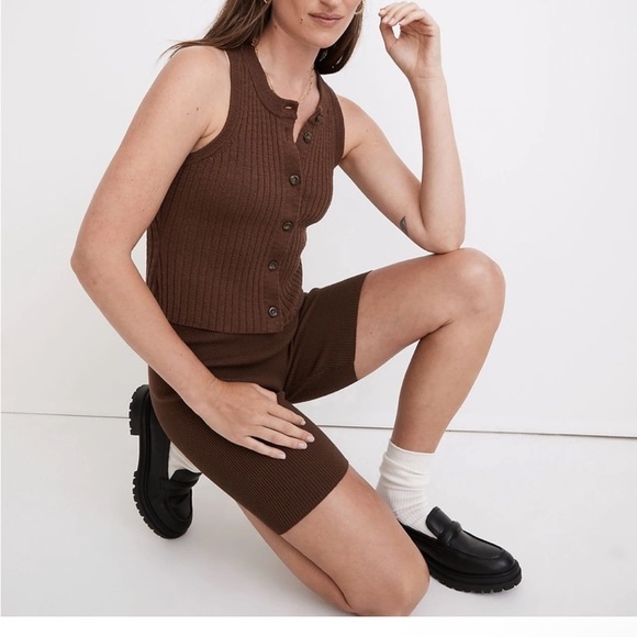 Madewell Kendale Button-Front Crop Sweater Tank - Picture 1 of 8